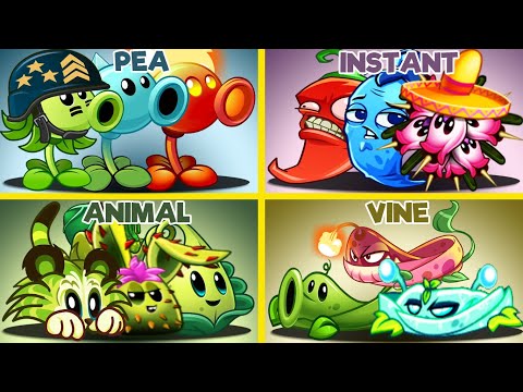 PvZ 2 Team Pea Vs Animal Vs Instant  Vs Vine-What Team Plant Wins?