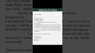 How to write absent letter @application letter @ absent letter @#application# short @ video#@