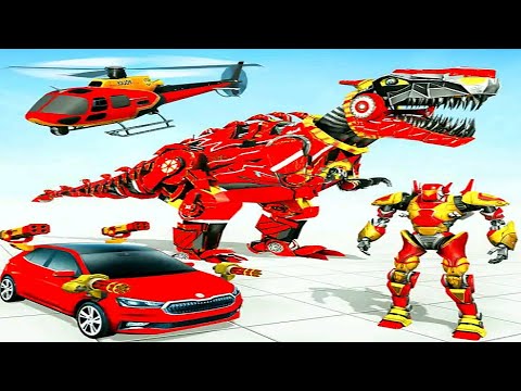Yellow Dino Robot Train Transform War of Robot 2023 - Android iOS Gameplay