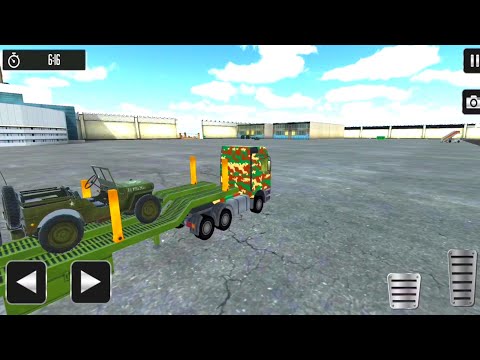 Transporting US Army Jeep in Long Trailer Truck - Airplane Transport Car 2021 - Android Gameplay #4