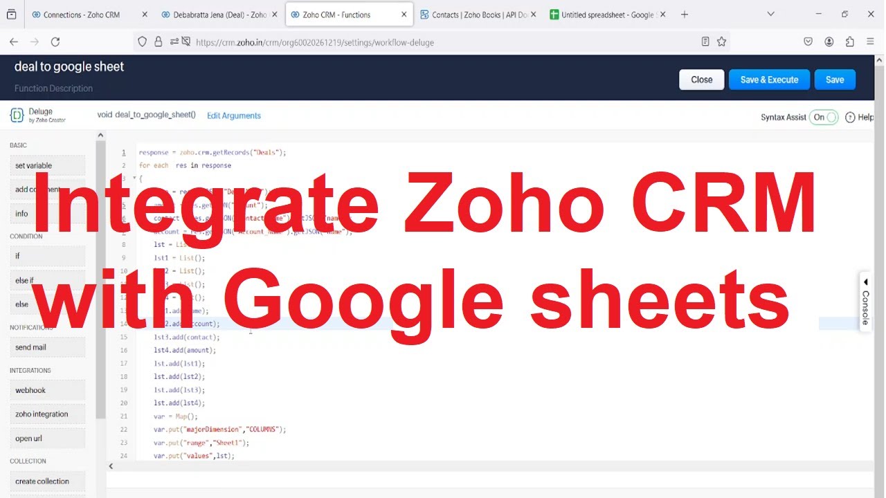Integrate Zoho CRM with Google sheets