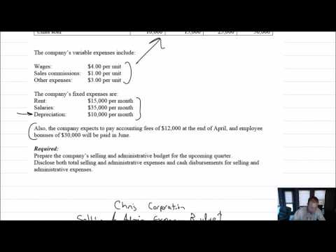 MA Module 8 Video 7 Selling and Administrative Expenses Budget Problem 8 6B