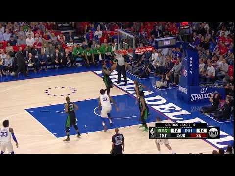 Joel Embiid hook miss vs. Al Horford - 5/7/18