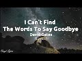 I Can't Find The Words To Say Goodbye Lyrics by David Gates