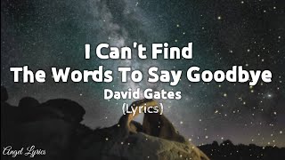 I Can&#39;t Find The Words To Say Goodbye Lyrics by David Gates