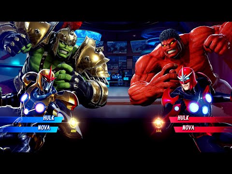 Gladiator Hulk & Nova vs Red Hulk & Nova (Very Hard) - Marvel vs Capcom | 4K UHD Gameplay