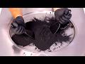 Making Black Ice Cream Rolls With Charcoal ASMR Food Satisfaction