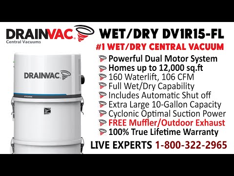 Drainvac (DV1R15-FL) | The Best Wet/Dry Central Vacuum System for Homes up to 12,000 sq.ft