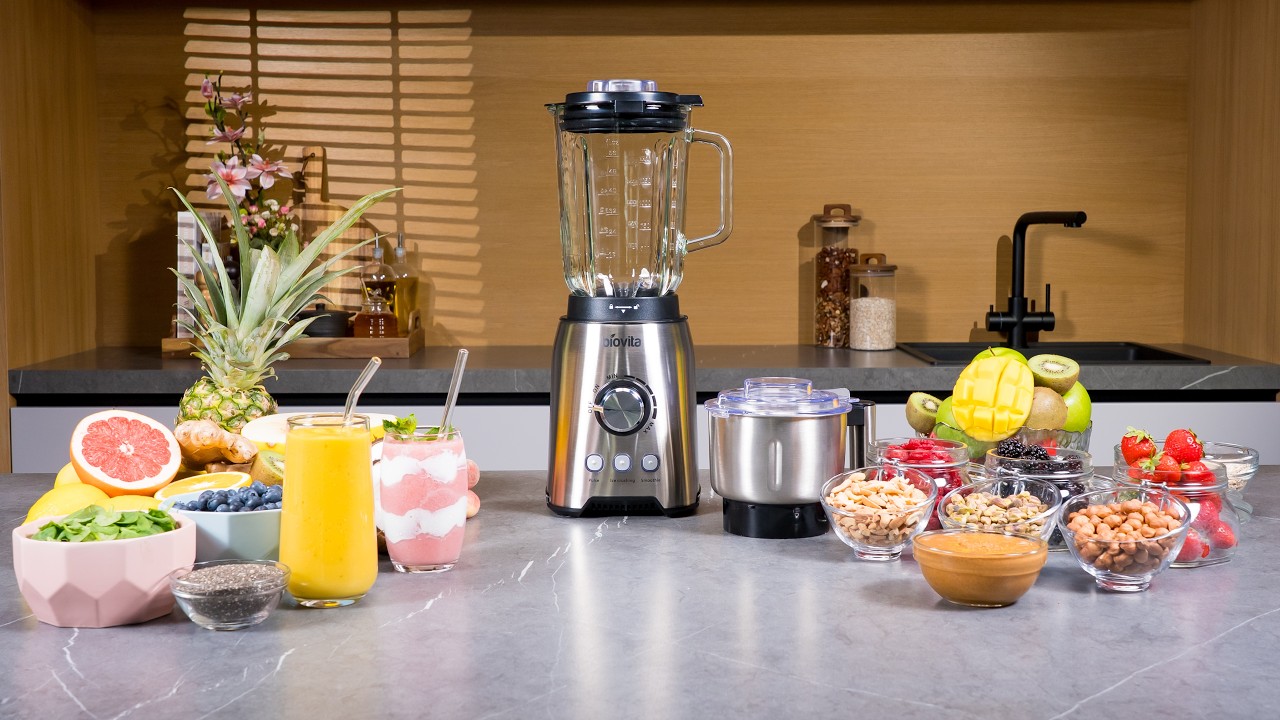 Blender cu râșniță FORTE-1200, vas 1.5L sticlă, 1200W, carcasă și lame din inox