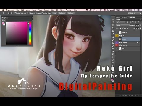 Neko Girl [Tip Perspective Guide] [Digital Painting]