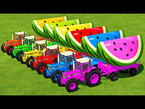 LOAD GIANT WATERMELONS & TRANSPORTING WITH INTERNATIONAL TRACTORS - Farming Simulator 22