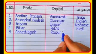 Indian States and Capitals and Languages in Englis
