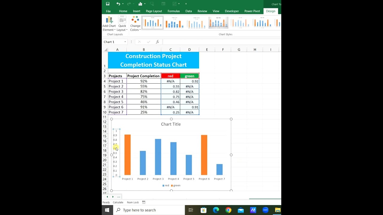 Excel Tips 53 - Construction Project Completion Status Chart | INFOGRAPHICS