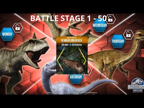 BATTLE STAGE LEVER 1 - 50| JURASSIC WORLD THE GAME