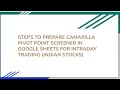 HOW TO PREPARE CAMARILLA PIVOT POINT SCREENER IN GOOGLE SHEETS WITH FORMULAS