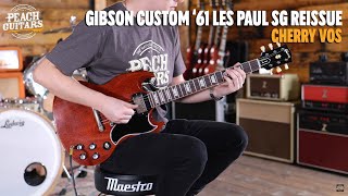 Video thumbnail for No Talking...Just Tones | Gibson Custom '61 Les Paul SG Standard Reissue Stop-Bar VOS Cherry Red by Peach Guitars