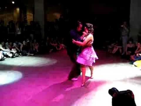  Juana Sepulveda  and  Mariano Frumboli  are  dancing  to  the  milonga  "  Papas Calientes  "