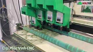 Máy cnc trung tâm 4 đầu có Rulo tỳ phôi cắt vách ngăn không bị bung làm pano cửa cực đẹp | PRO-R4F