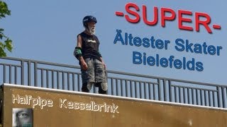 preview picture of video 'Bielefeld, Kesselbrink, Halfpipe, ältester Skater @8.6.2013'