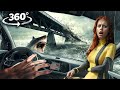 360° Bridge Thunderstorm - Car Sinking and Shark Attack VR 360 Video 4K Ultra HD