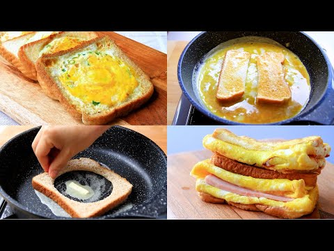 3 Quick Breakfast Ready in 5 Minutes! 4 Ways to make one pan egg toast & sandwich