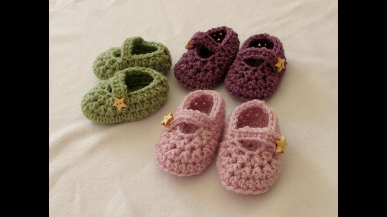 How to crochet easy baby Mary Jane shoes - booties / slippers for beginners