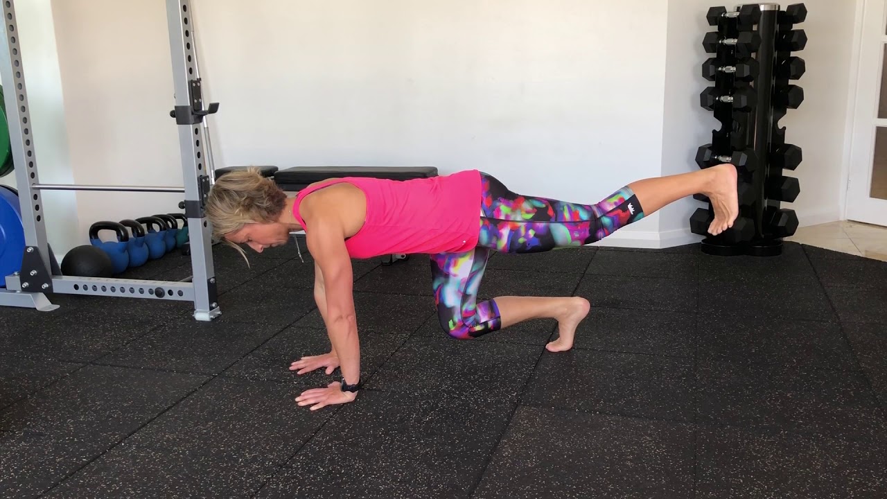 Bear plank with single leg then single arms holds