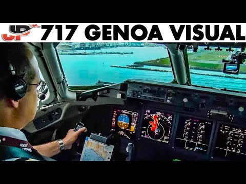 Piloting Boeing 717 Circling Visual Approach to Genoa | Cockpit Views