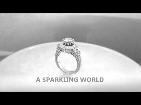 14K WHITE GOLD ROUND CUT DIAMOND ENGAGEMENT RING HALO ART DECO STYLE 2.04CTW - ASW - 384