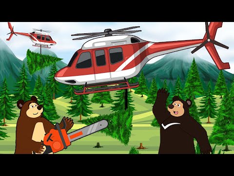 Harvesting the Christmas Tree with Bear! 🎄🚁🚛 Using Helicopter and Truck | The Bear's Big Garage