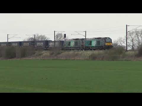 68005 and 68002 on the diverted Mossend to Daventy at Birkby on the ECML