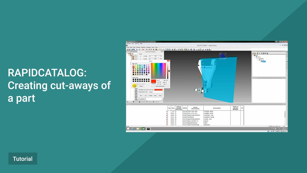 RapidCatalog Tutorial. Creating cutaways of a part.