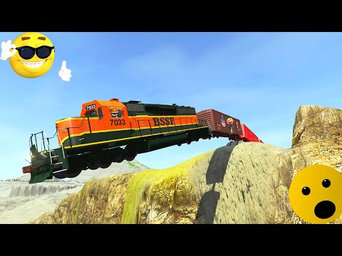 Trains vs Cliff - BeamNG.Drive