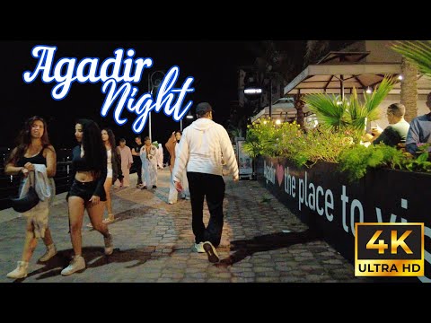 Agadir, Morocco Night Walking Tour 2024【4K, 60fps】- Corniche Agadir Beach 🇲🇦 - جولة في كورنيش أكادير