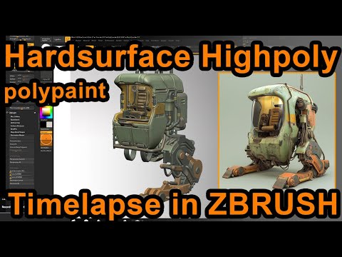 Hardsurface highpoly and polypaint timelapse in Zbrush- Mech 3D Modeling