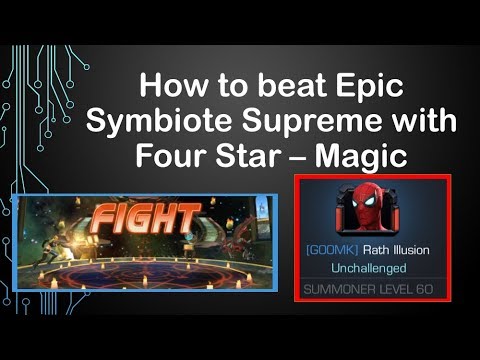 Strategies: How to beat Epic Symbiote Supreme with four star champ -- Magik [MCOC] [Hivemind]