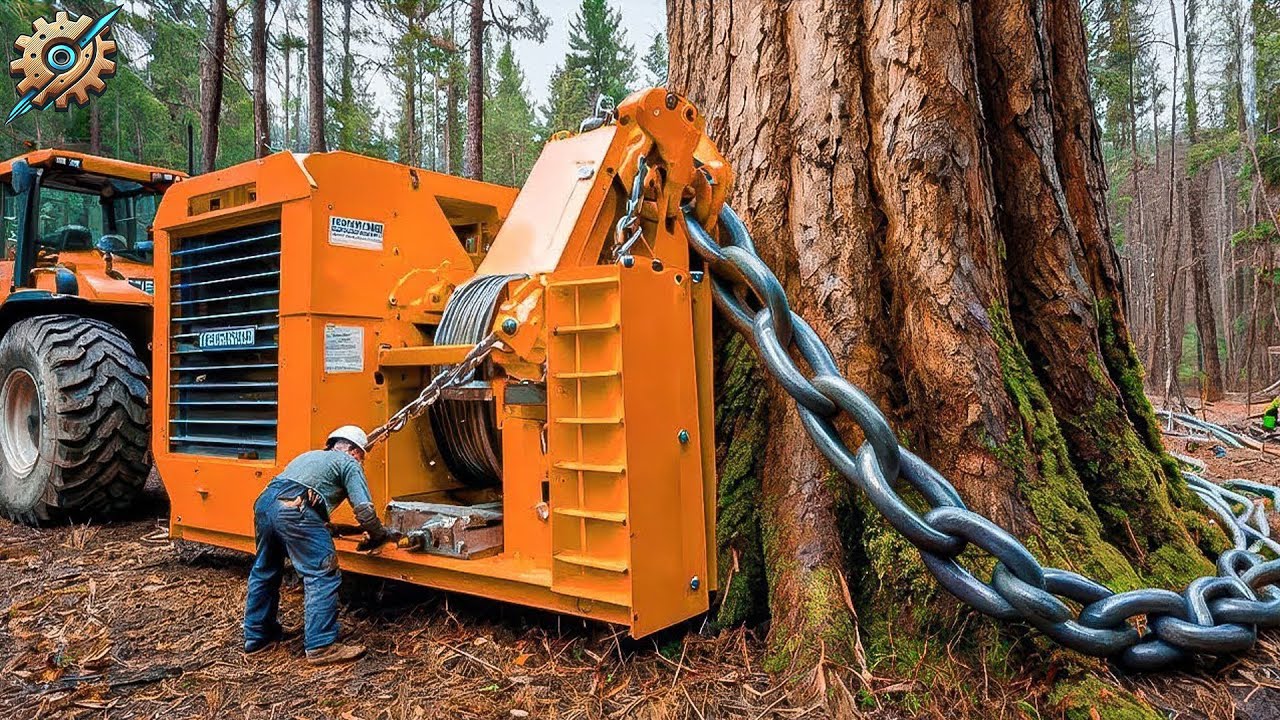 Extreme Dangerous Fastest Big Chainsaw Cutting Tree Machines  Monster Stump Removal Excavator #5