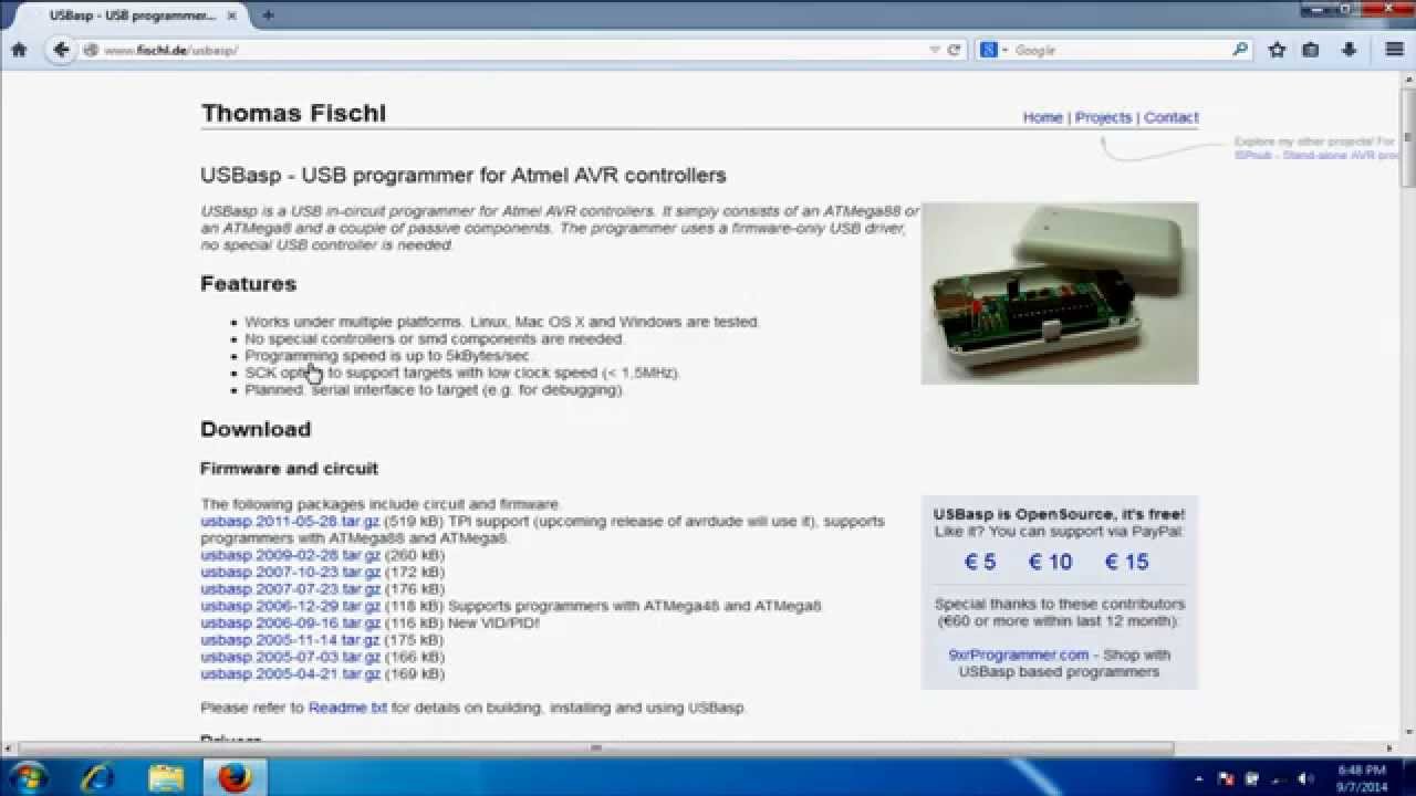 Installing USBasp AVR Programmer drivers for on windows