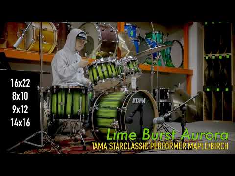 Tama Starclassic Walnut/Birch Satin Sapphire Fade Drum Set 14x22 8x12 and 16x16 image 2