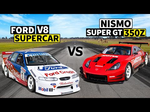 Ford SUPERCAR drag races Nismo Touring Champion! Falcon V8 vs Super GT 350Z
