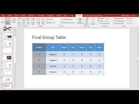 Microsoft PowerPoint - Resize Table Column
