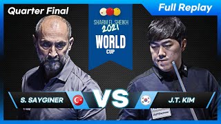 Quarter Final - Semih SAYGINER vs Jun Tae KIM (Sharm El Sheikh World Cup 3-Cushion 2021)