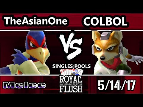 Royal Flush SSBM - TheAsianOne (Falco) Vs. SS | Colbol (Fox, Marth) Smash Melee Tournament