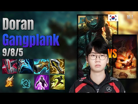 Doran Top Gangplank vs Gnar lol KR solo rank Full Game 16.1 | 도란 갱플랭크 vs 나르