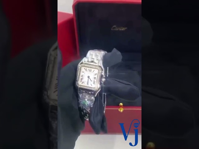 ساعة كارتييه بانثر ستيل مع الماس - وسط