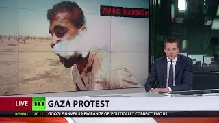 IDF tear gas canister hits Palestinian in face during Gaza border protest