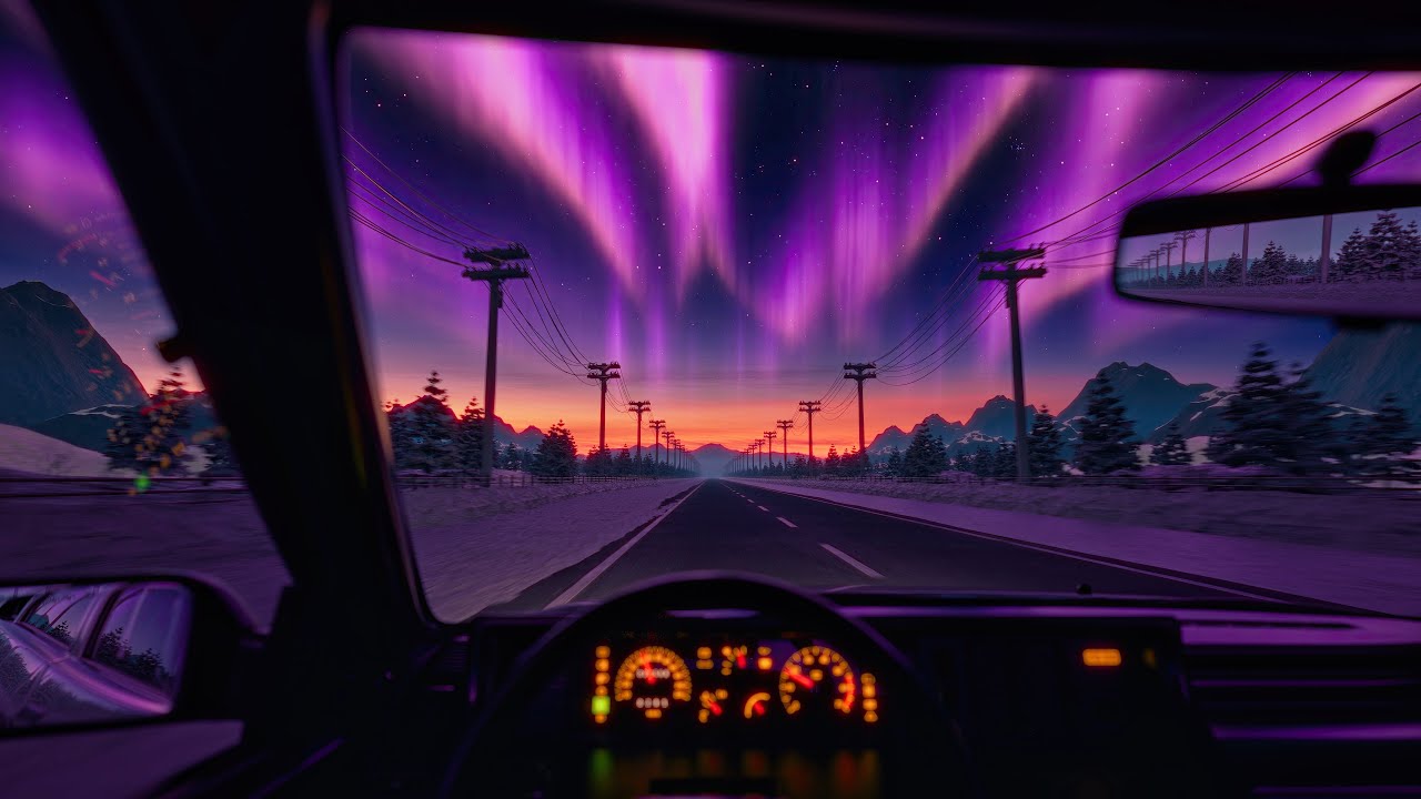 Aurora Borealis Drive - 12 Hours - 4K 60fps