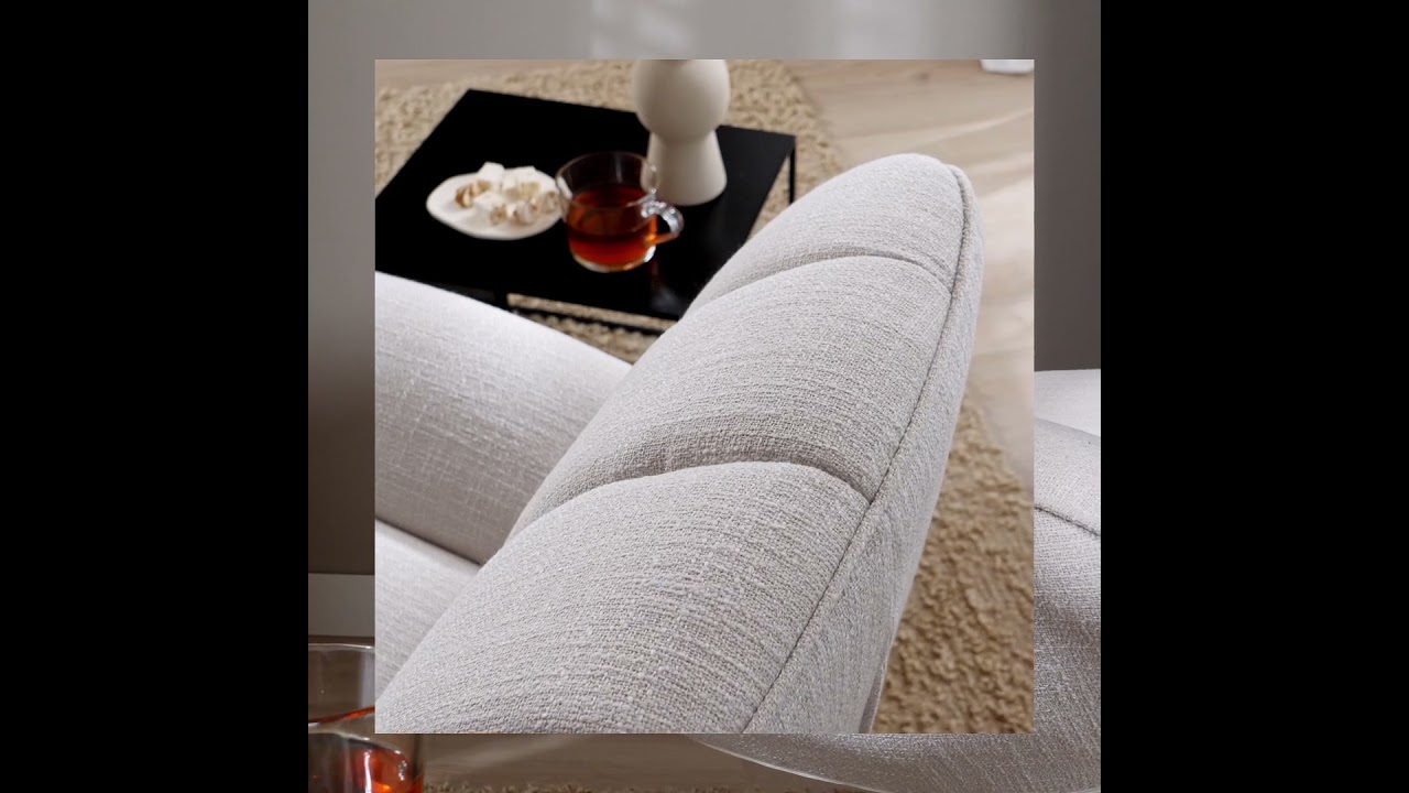 Draaifauteuil met hocker Santa linnen taupe