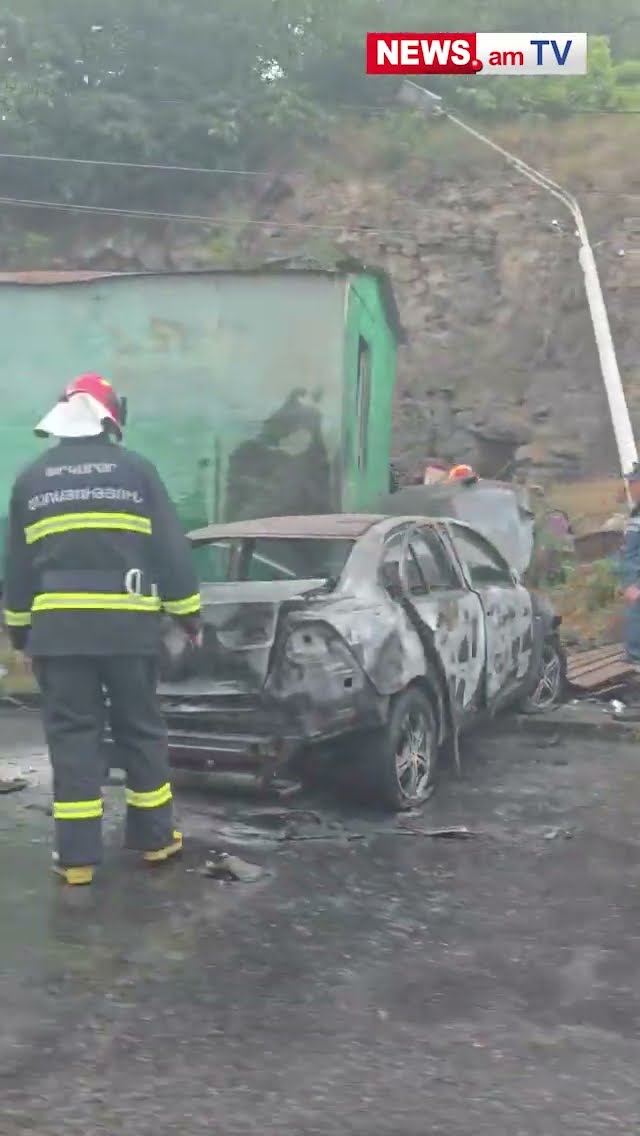 Թբիլիսյան խճուղում մեքենա է այրվել