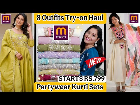 Meesho Wedding Best Seller Kurti Set Haul🤩Starting Rs.546🤩Heavy Sequence Work kurta Dupatta Set Haul